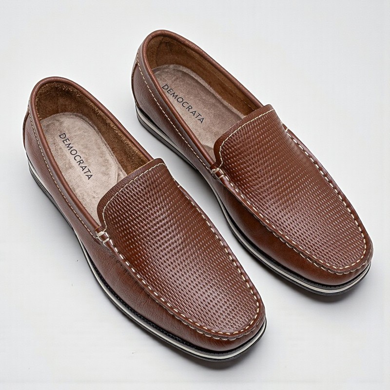 Mocassim Masculino Democrata couro Conhaque 1
