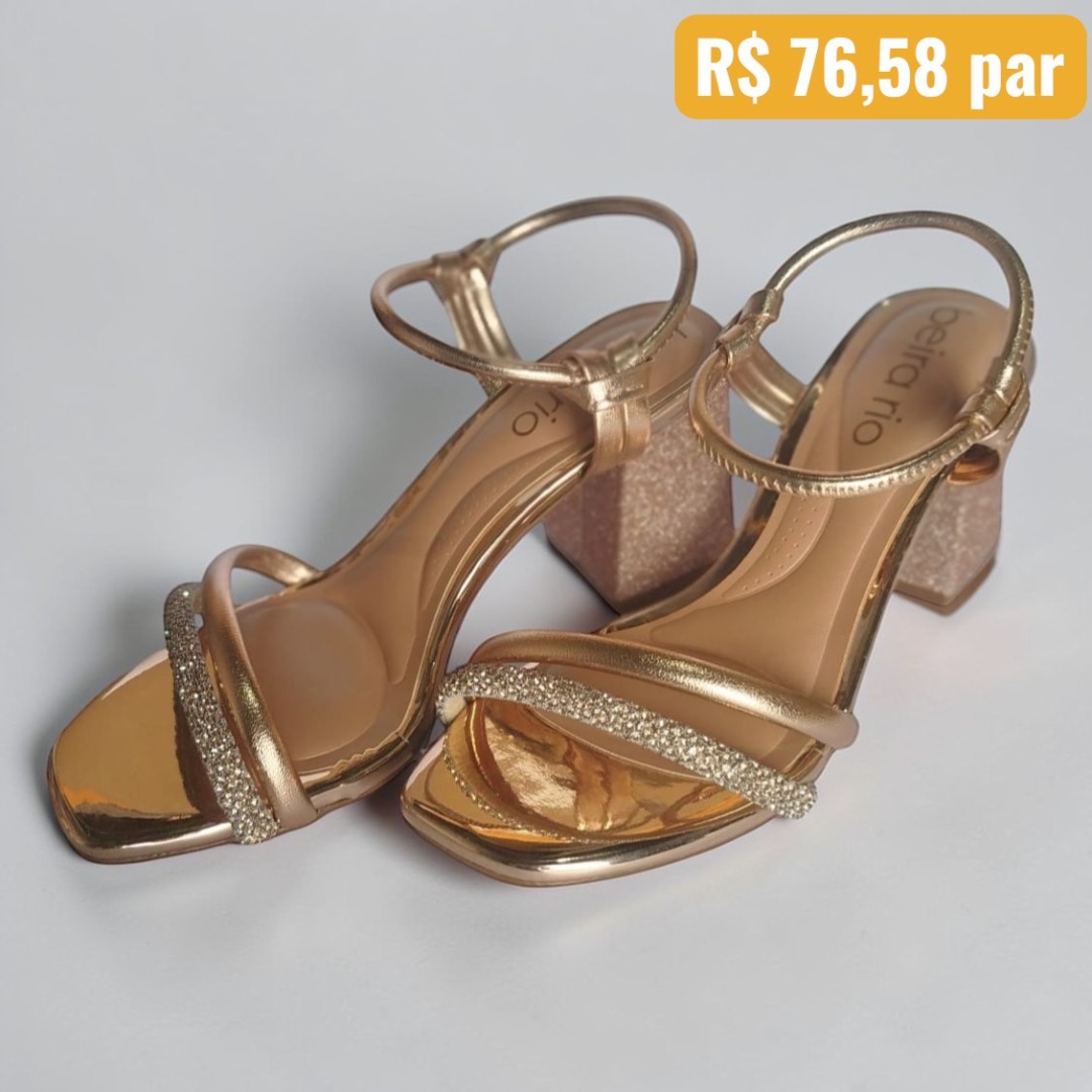 Sandália Feminina Beira Rio Ouro Rosado - Caixa com 8 pares - Atacado 1