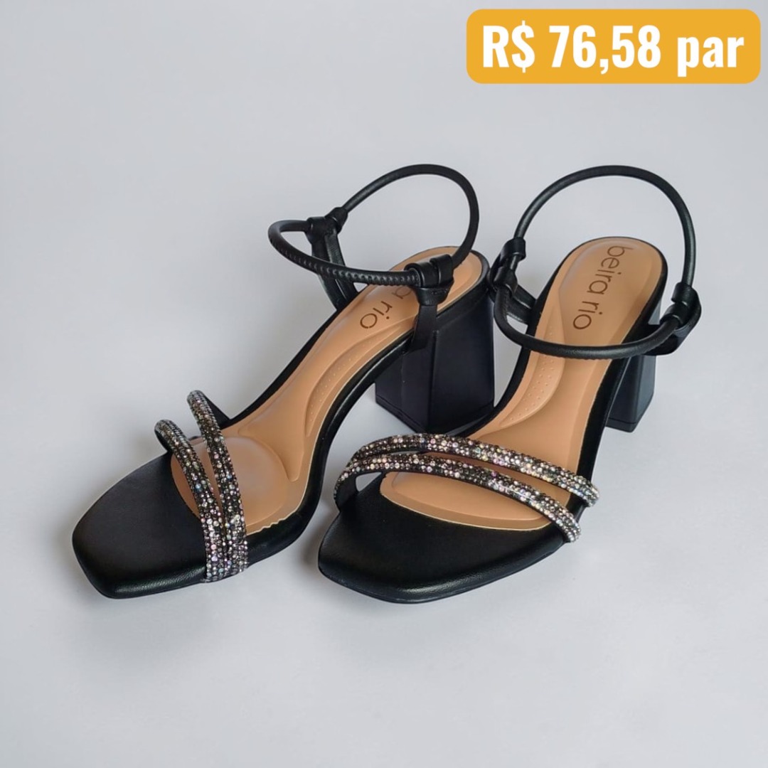 Sandália Feminina Beira Rio Preto - Caixa com 8 pares - Atacado 1