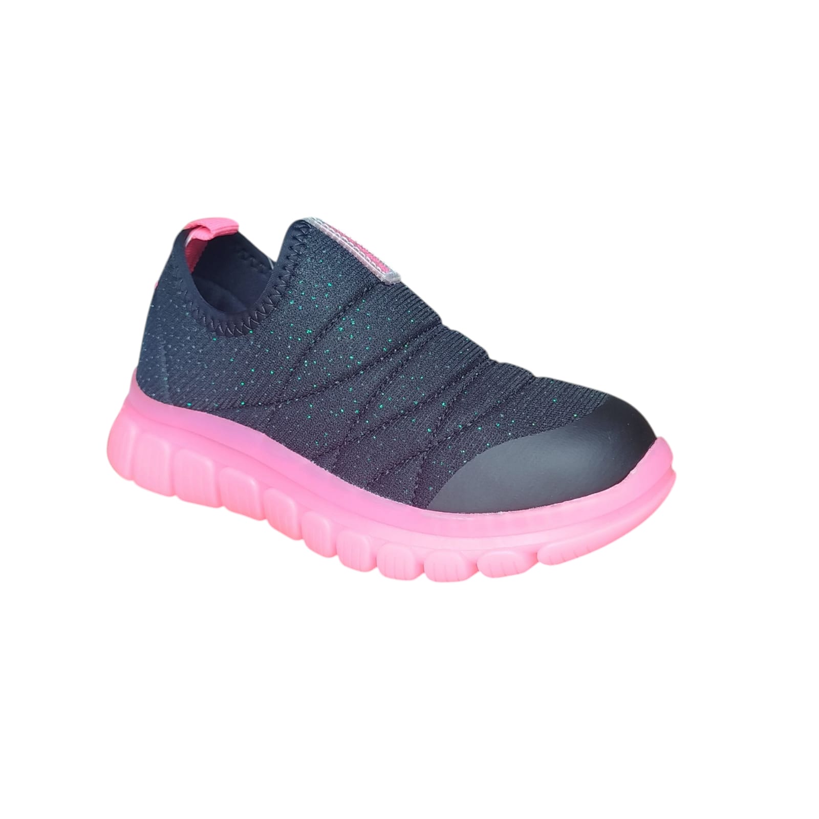 Tênis Infantil Novo Pé Soft Led Caixa C/6 (23-27) Cor-Preto Gliter/Pink Fluor 1