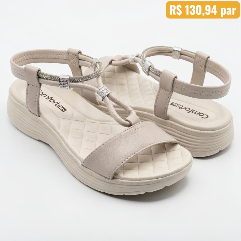 Sandália Feminina ComfortFlex Creme 25-43406 1