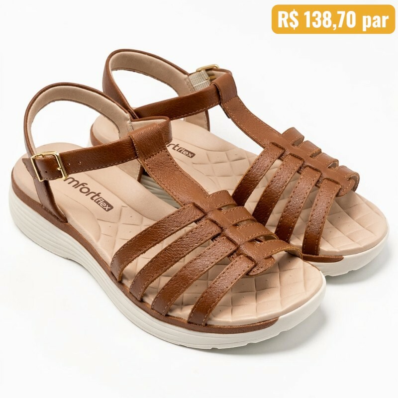 Sandália Feminina ComfortFlex Marrom 25-43402 - Caixa com 8 pares - Atacado 1