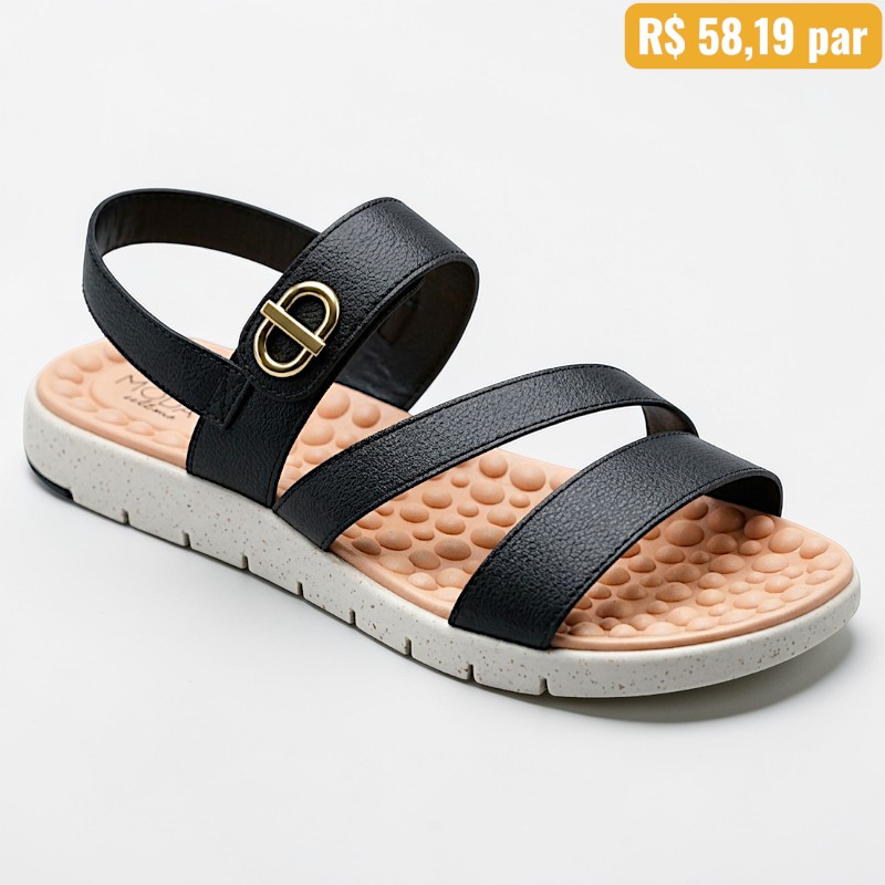 7162.223 Sandália Feminina Modare Preto - Caixa com 8 pares - Atacado 1