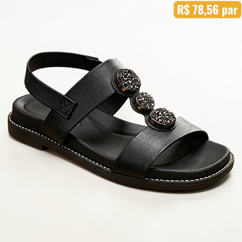 7205.106 Sandália Feminina Modare Preto - Caixa com 8 pares - Atacado 1