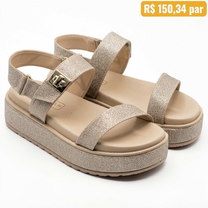 Sandália Feminina Ramarim Champanhe/Dourado 24-43206 1