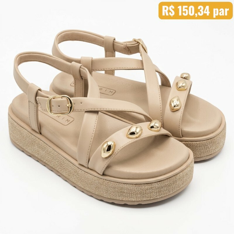 Sandália Feminina Ramarim Nude/Dourado 25-43205 1