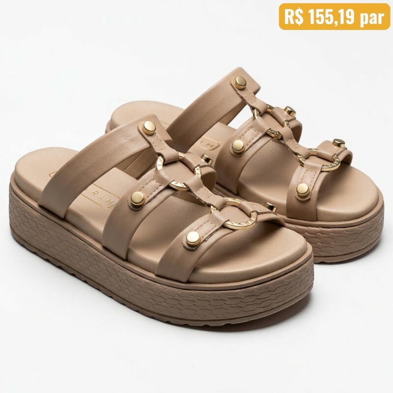Sandália Feminina Ramarim Nude/Dourado 25-43201 - Caixa com 7 pares - Atacado 1