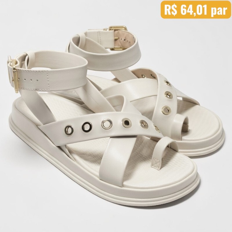 Sandalia feminina Moleca Branco oFF 5556.104.9569 Caixa com 12 pares - Atacado 1