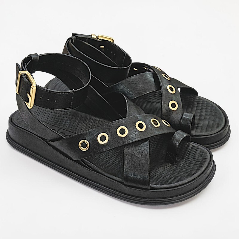 Sandalia feminina Moleca Preto 5556.104.9569 Caixa com 12 pares - Atacado 1