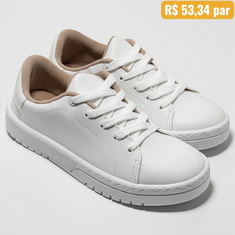 Tênis Feminino Moleca Branco 5791.100.7800 - Caixa com 12 pares - Atacado 1