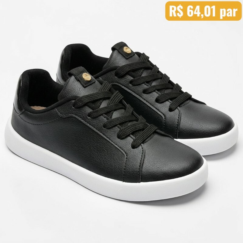 Tênis Feminino Moleca preto 5830.101.28207 - Caixa com 12 pares - Atacado 1