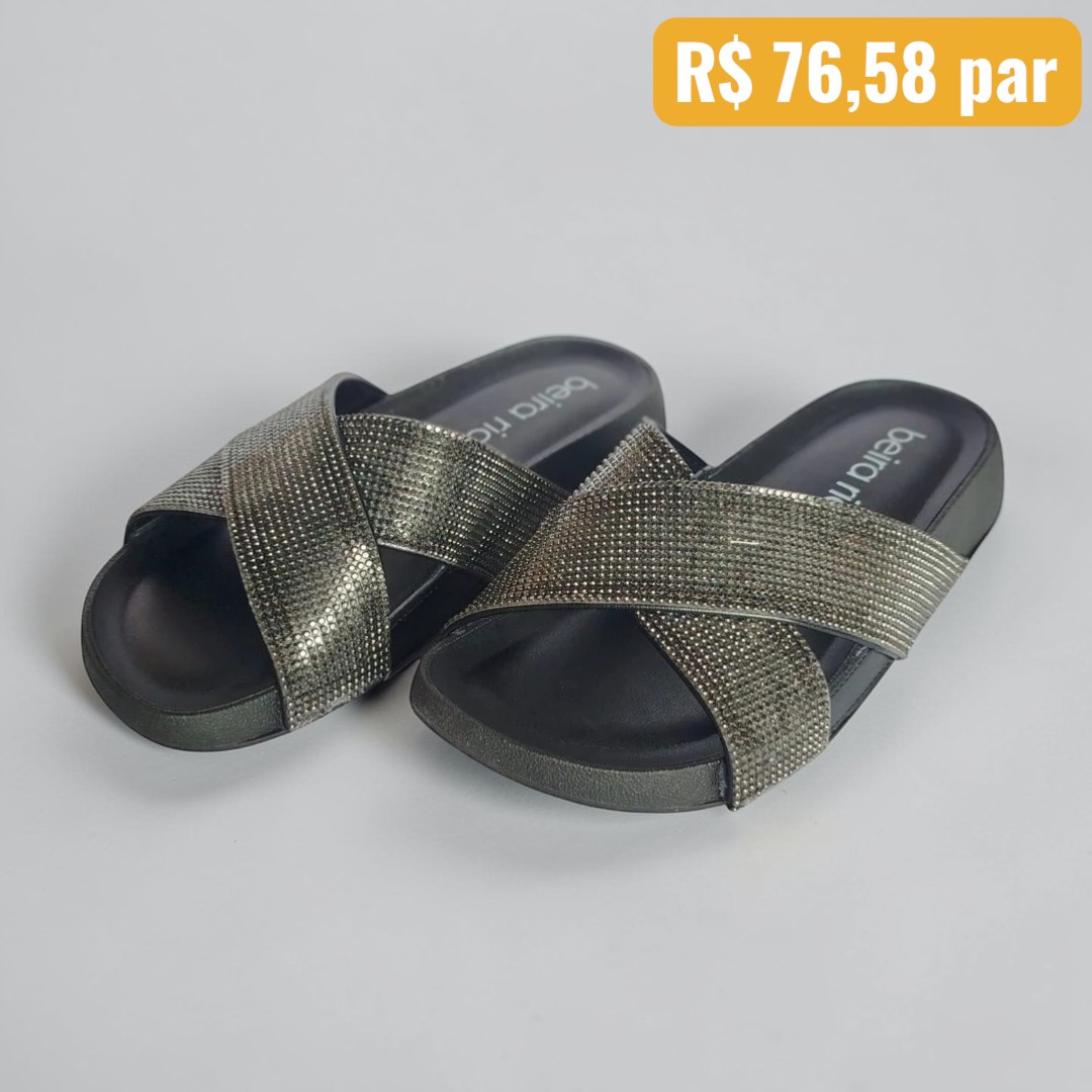 Sandália Feminina Birken Beira Rio Preto - Caixa com 8 pares - Atacado 1