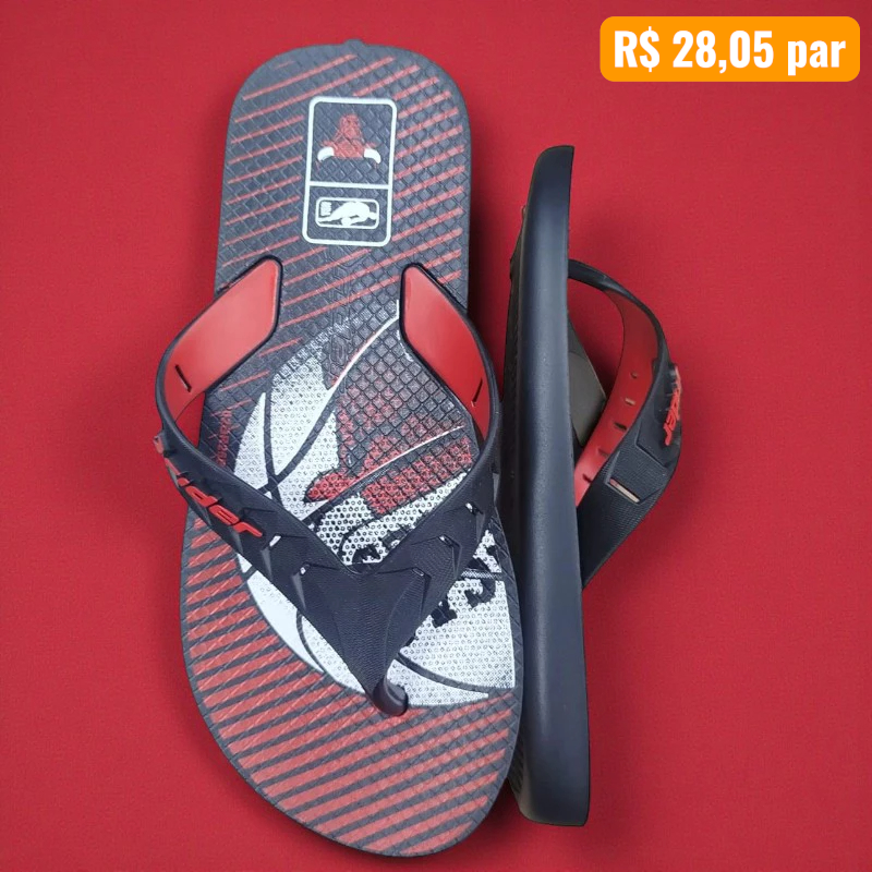 Chinelo Infantil Grendene kids Preto com Vermelho - Caixa com 12 pares - Atacado 1
