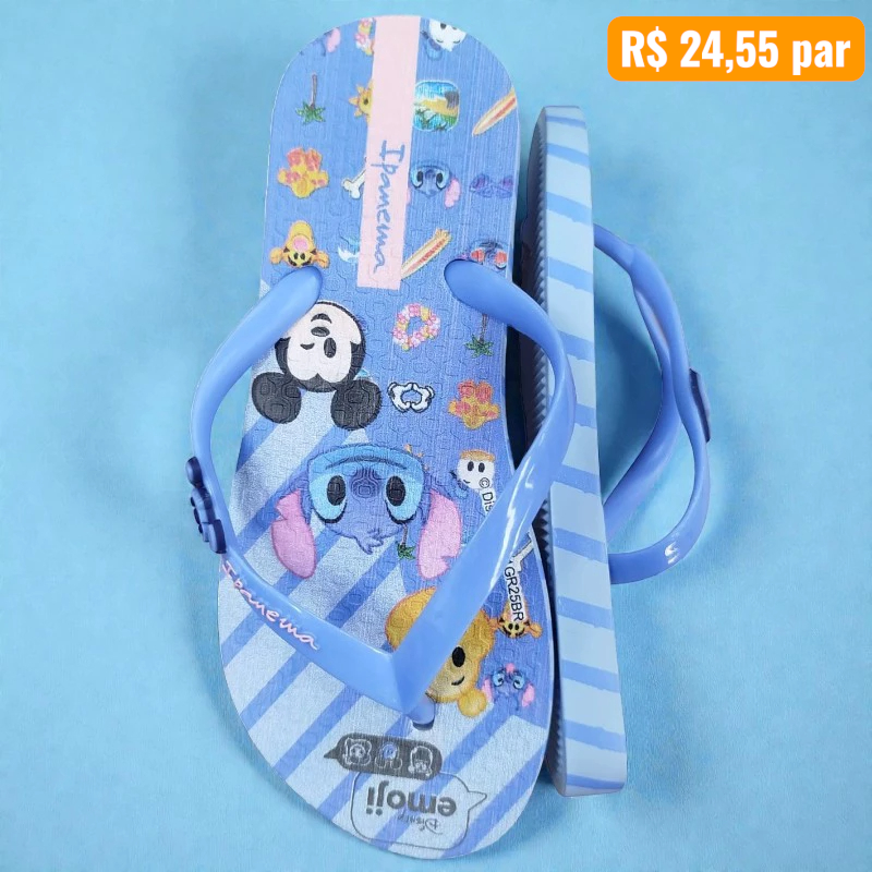 Chinelo Infantil Ipanema Azul com Rosa - Caixa com 12 pares - Atacado 1