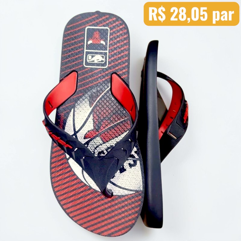 Chinelo Infantil Grendene kids Preto com Vermelho - Caixa com 12 pares - Atacado 1