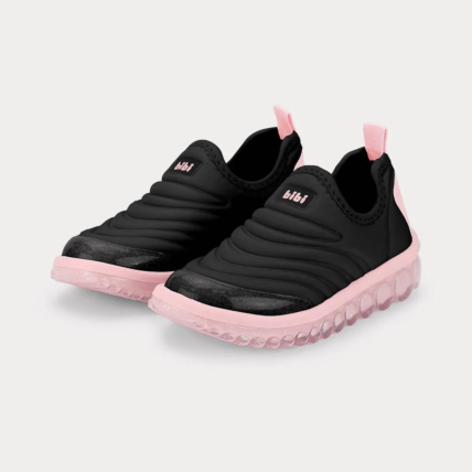 Tênis Infantil Bibi Roller Glitter Feminino Preto Rosa - Caixa com 5 pares - Atacado