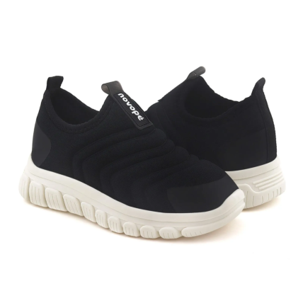Tênis Infantil Novopé Soft Tech - Caixa com 8 pares - Preto/Off White - Atacado 