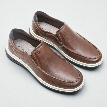 Sapato Casual Masculino Democrata Easy Leave Conhaque 2