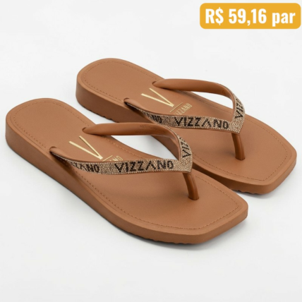Chinelo Feminino Vizzano Camel/Marrom 6531.105.30158 Caixa com 12 pares - Atacado 1