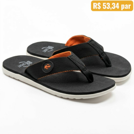 Chinelo Masculino Brsport Preto/laranja 60001.402- Caixa com 8 pares - Atacado 1