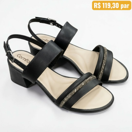 Sandália Feminina ComfortFlex Preto 25-56403 1