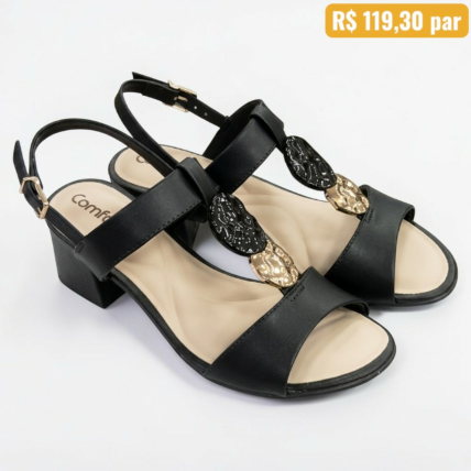 Sandália Feminina ComfortFlex Preto 25-56407 1