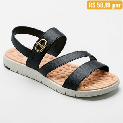 7162.223 Sandália Feminina Modare Preto - Caixa com 8 pares - Atacado 1
