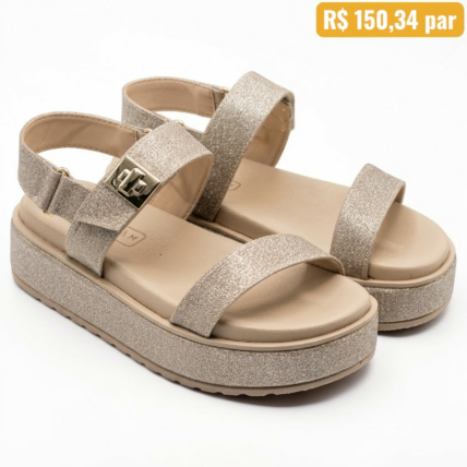 Sandália Feminina Ramarim Champanhe/Dourado - 24-43206 1
