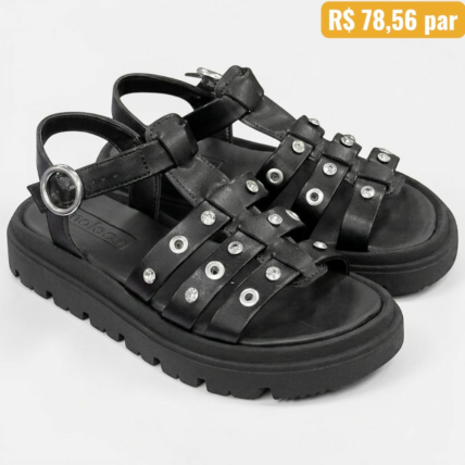 Sandalia Feminina Moleca Preto 5504.115.9569 Caixa com12 pares - Atacado 1