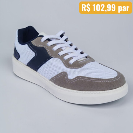 Tênis Masculino BRsport Branco/Cinza/Marinho - Caixa com 12 pares - Atacado 1
