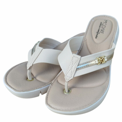 Tamanco Modare Caixa C/12 (33-41) Cor-84109 Creme/Dourado 1