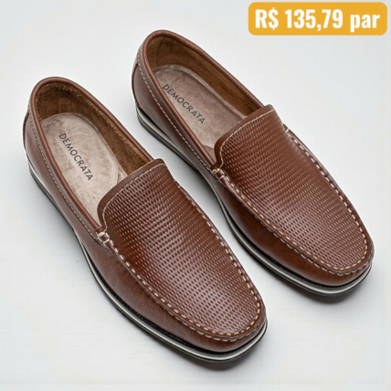 Mocassim Masculino Democrata couro Conhaque 1