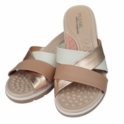 Tamanco Modare Caixa C/8 (34-39) Cor-97922 Ouro Rosado/Branco/Nude 1