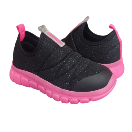 Tênis Infantil Novo Pé Soft Led Caixa C/6 (23-27) Cor-Preto Gliter/Pink Fluor 1