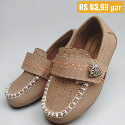 Sapato Mocassim Infantil Klin Taupe - Caixa com 6 pares - Atacado 1
