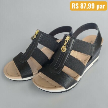 Sandália Feminina Anabela Modare Preto - Caixa com 8 pares - Atacado 1