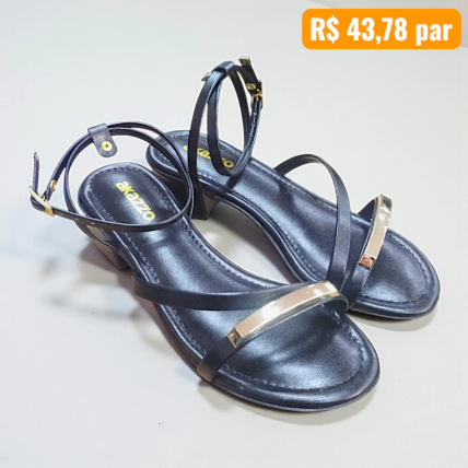 Sandália Feminina Akazzo Preto 4060Y - Caixa com 12 pares - Atacado 1