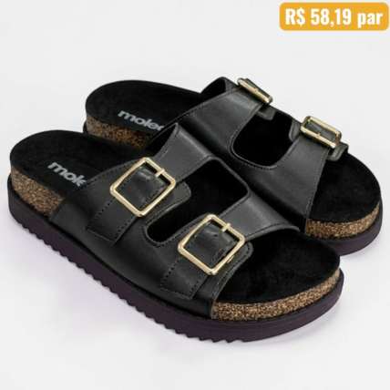 Sandália Birken Moleca preta 5500.105 - Caixa com 12 pares - Atacado 1