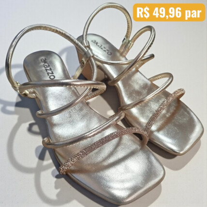 Sandália Feminina Akazzo Dourado 4168SE - Caixa com 12 pares - Atacado 1