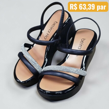 Sandália Anabela Beira Rio Preto - Caixa com 12 pares - Atacado 1