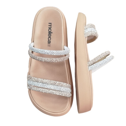 Sandália Moleca Caixa C/12 (34-39) Cor-98640 Cristal/Branco/Ouro 1