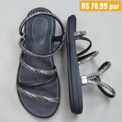 Sandalia Feminina Moleca Preto Caixa com 12 pares Atacado 1