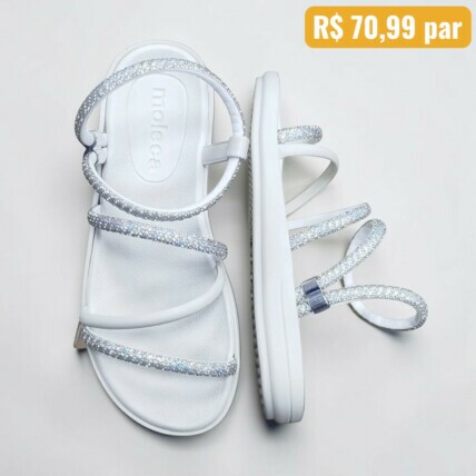 Sandalia Papete Feminina Moleca Branca 5525.104.28557.75 Caixa com 12 pares Atacado 2
