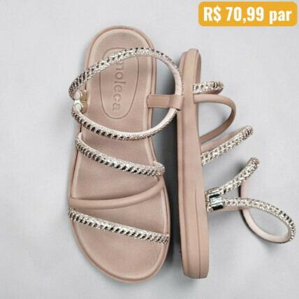 Sandalia Papete Feminina Moleca Creme 5525.104.28557.62 Caixa com 12 pares Atacado 1