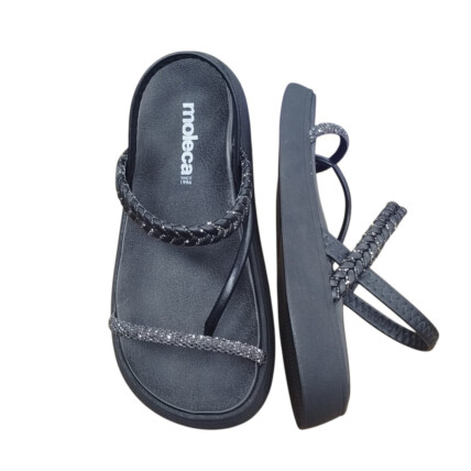 Sandália Moleca Caixa C/12 (34-39) Cor-98370 Preto/Preto-Fume 1