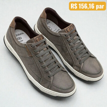151401-004 39/42 Sapatênis Masculino Democrata Denim Jay Cinza - Caixa com 6 pares - Atacado 1