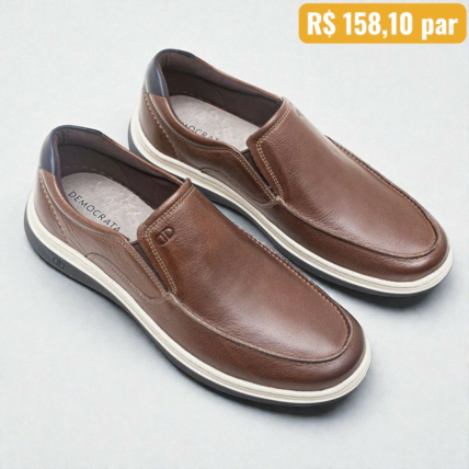 Sapato Casual Masculino Democrata Easy Leave Conhaque 1