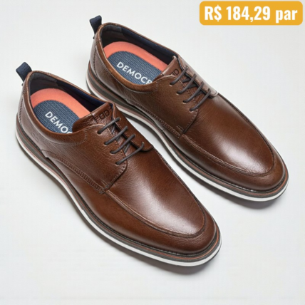 Sapato Masculino Democrata Metropolitan Type Conhaque - Caixa com 6 pares - Atacado 2