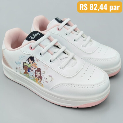 DPR01KR 22/27 Tênis Infantil Disney Princesas Branco - Caixa com 6 pares - Atacado 3