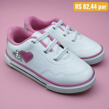2740.201.29851.99190 17/25 Tênis Infantil Molekinha Branco/Rosa - Caixa com 12 pares - Atacado 1